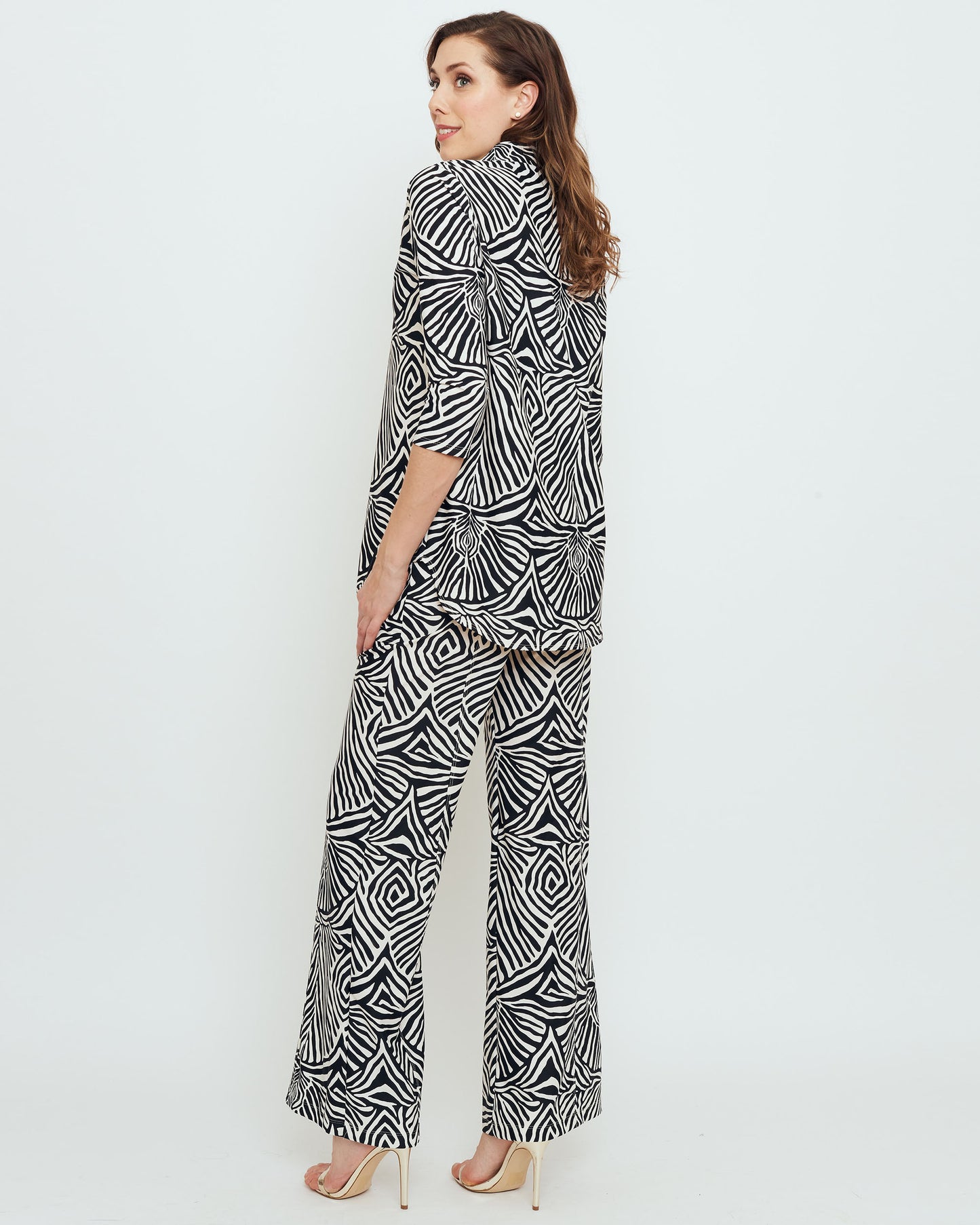 Batam Mandarin Top in Black Safari Stripes