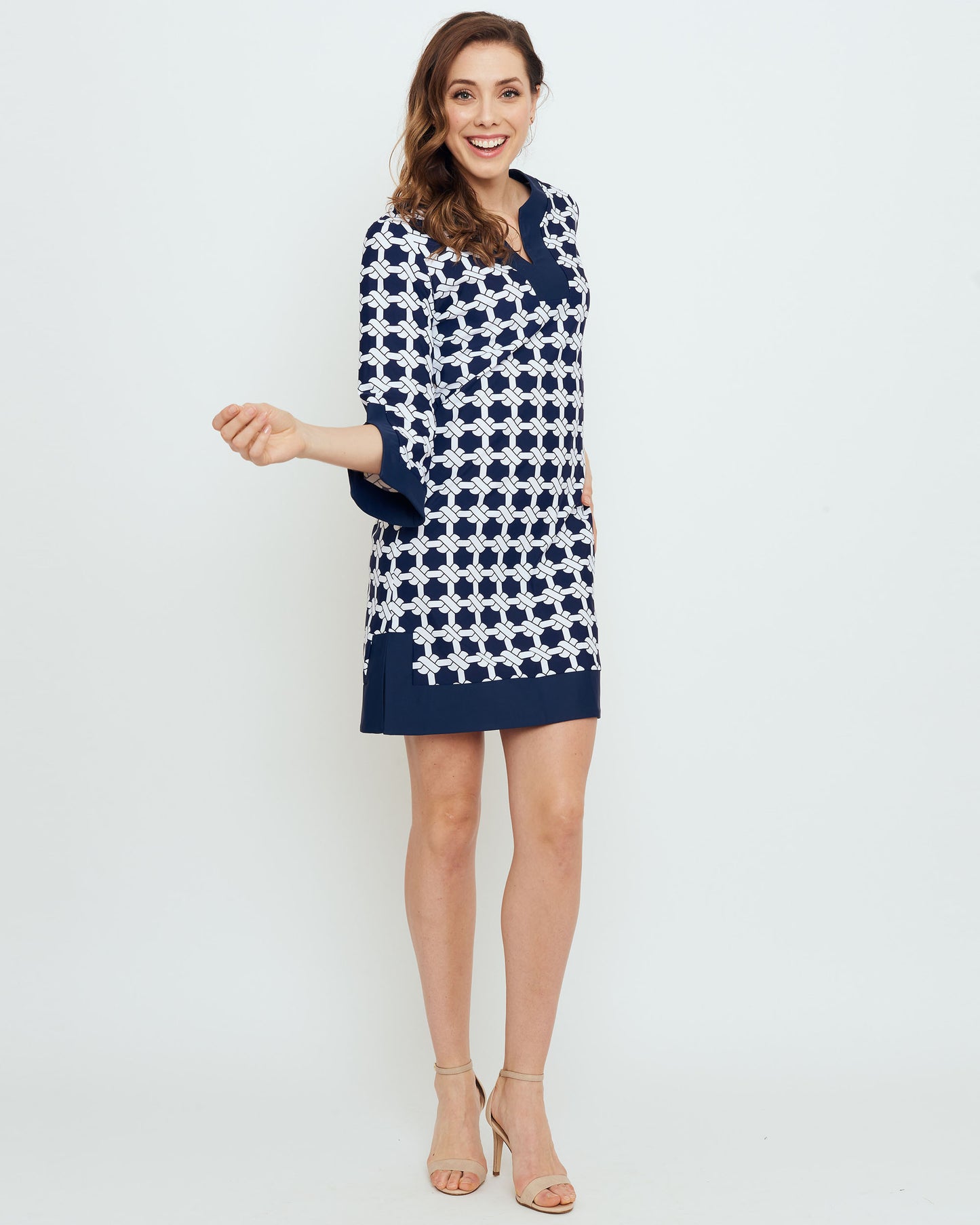Lakena Tunic Dress in Navy Nautical Knots